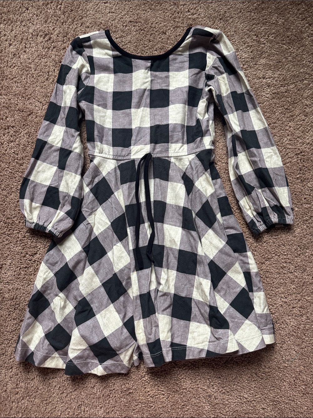 Well Dressed Wolf - Omi Jo - Black & Cream Buffalo Check Long Sleeve Dress